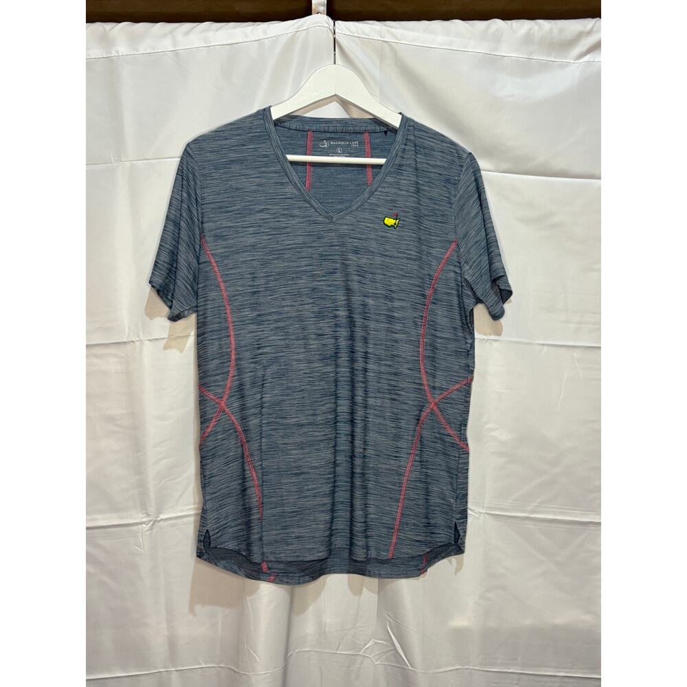 Magnolia Lane Tech V Neck Space Dye Blue Gray Top Size Large